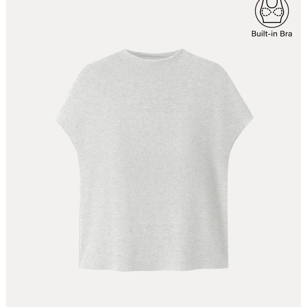 OGL Litewarm Essential Short-Sleeve Mock Neck Bra Top Heather Cloud White XL NWT